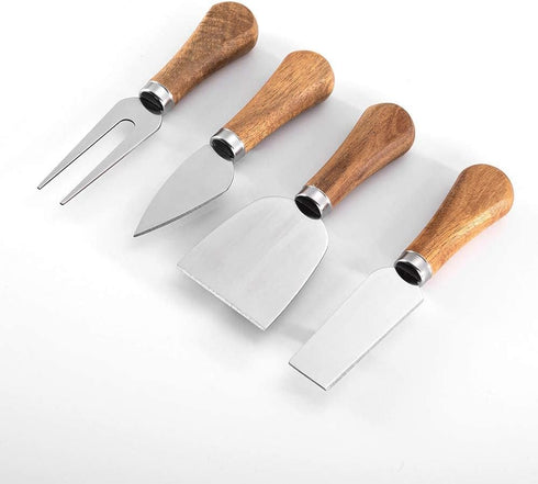 Cheese Knives Set with Wooden Handle, Mini Steel Stainless Cheese knife set for Charcuterie and Cheese spread Mini Serving Tongs Spoons Forks Toot...