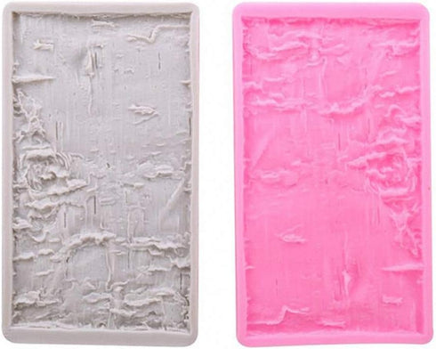 Tree Bark Fondant Impression Mat, Earth Mud Wall Texture Silicone Lace Mold Forest Party Silicone Imprint Mold Wood Cake Border Gum Paste Sugar Cr...