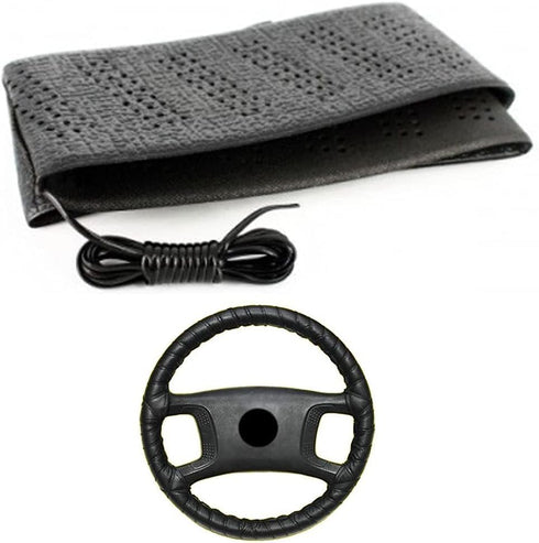 Generic Black Lace-On Steering Wheel Cover Grip Classic Stretch Accessory Auto Vehicle...