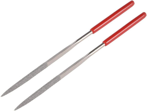 Utoolmart Diamond Needle File, 2-Pieces Mini Diamond Needle File Set, 4mm x 160mm Triangle Files Tools, 150 Grits Small Tip Files, for Metal Glass...