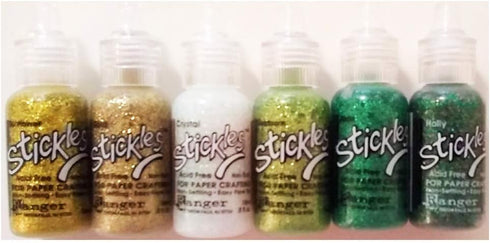 Stickles Ranger Glitter Glue Bundles - Six .5 fl oz Bottles (Greens & Golds)...