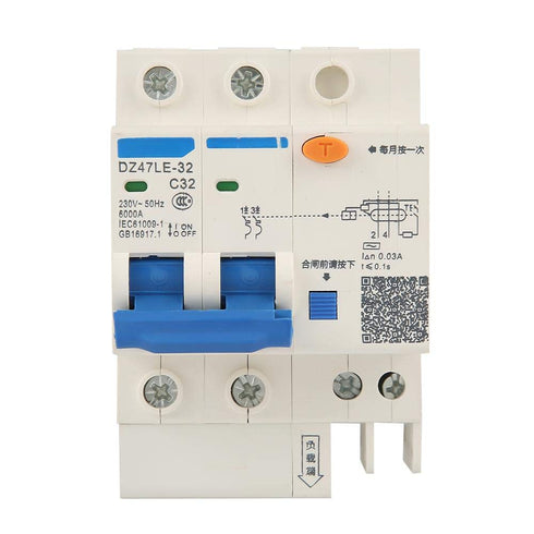 Oumefar Circuit Breaker, RCCB 2P + N Leakage Protection 32A Miniature Disconnect Switch 30mA High Sensitivity RCD Switch for Electrical Home Decor...