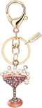 Bling Crystal Cocktail Drink Design Keychain with Velvet Bag MZ839-1 Golden...
