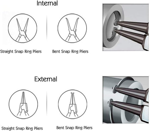 4 Pcs Mini Snap Ring Pliers Set Heavy Duty External/Internal Circlip Pliers with Straight/Bent Jaw for Ring Remover Retaining...