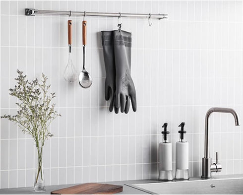 HOMSSEM Dishwashing Gloves with Hanging Hooks 2Pairs of Dish Gloves Latex Navy, Gray Rubber Gloves for Cleaning...