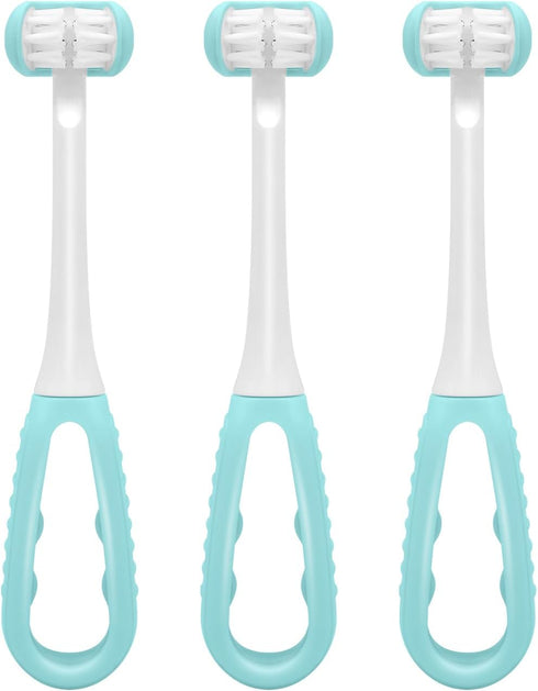 Three Sided Toothbrush, Autism Sensory Toothbrush, Kids Travel Toothbrushes, 3 Sided Brush Head Soft Bristle for Kids Gentle Clean Teeth Gum Care(...