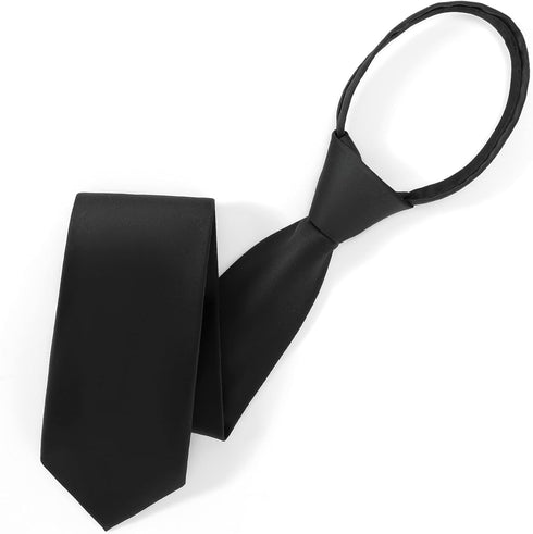 Pre Tied Adjustable Black Zipper Ties for Men 3.15" (8CM) Womens Solid Color Necktie...