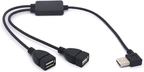 Left Angled USB Splitter Cable 90 Deg USB 2.0 A Male to Dual Female Data Charging Syncing Aadapter Cord (Support All Devices) (Left)...