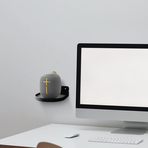 TXEsign 2 Pack 5.3”Small Floating Shelves Acrylic Hanging Shelf Adhesive & Screw Wall Mount Small Shelf for Bluetooth Speaker, Webcam, Action Figu...