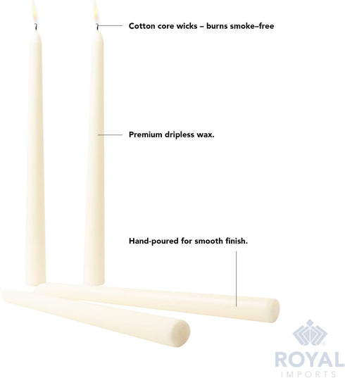 Royal Imports Unscented Taper Candles, Elegant Premium Quality, Dripless & Smokeless, Hand-Dipped Dinner Candles for Wedding, Holiday, Home Decor ...