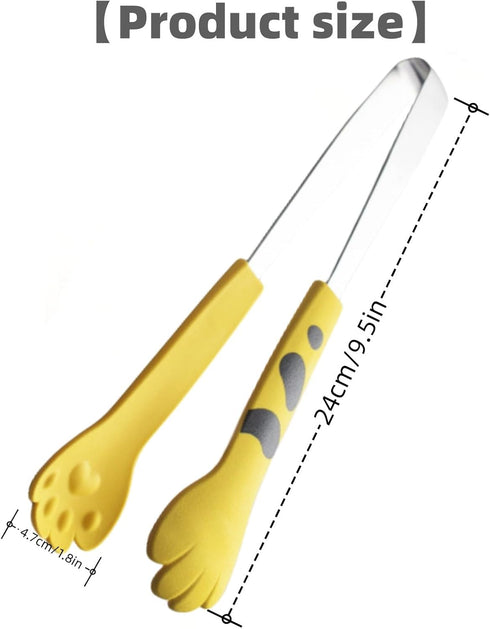 Stainless Steel Cooking Tongs Cat Tongs kitty tongs Food Clips Kitchen Tongs Cute Cat Paw Shape Tongs for Cooking BBQ Sweets Grilling ice cake bak...