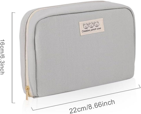 iSuperb Pencil Case Large Capacity Pencil Pouch Waterproof Passport Bag Zipper Stationery Storage Cosmetic Makeup Bag Organizers for Women (Gray)....