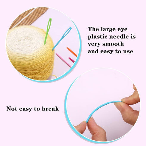 50PCS Plastic Sewing Needles, Large Eye Plastic Yarn Needles for Kids, 7cm/2.76inch Plastic Needles for Yarn and Craft Plastic Embroidery Needle f...
