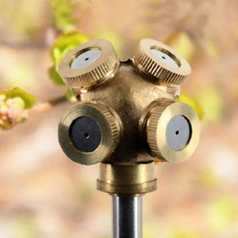 2 pcs 4 Hole Brass Spray Misting Nozzle Garden Sprinklers Fitting Hose Connect Tool...