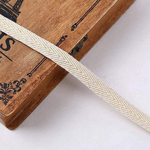 50 Yards Cotton Twill Tape Ribbon 1/2 Inch, Soft Natural Webbing Tape Herringbone Tape for Sewing DIY Craft, Beige...