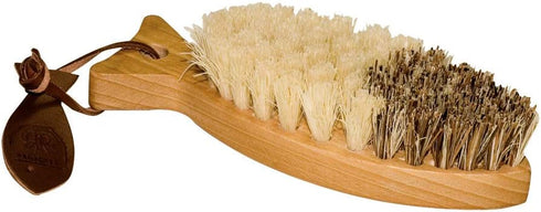 Redecker Tampico and Union Fiber Vegetable Brush with Oiled Beechwood Handle, Dual-Sided Brush Head with Hard and Soft Bristles, 6 inches, Made in...