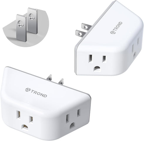 TROND 2 Prong to 3 Prong Outlet Adapter 2 Pack - Outlet Extender with 3 AC Outlets, 3-Way Outlet Splitter, Cruise Ship Essentials, 2 Prong Plug Ex...