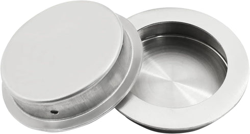 2 Pcs Round Recessed Flush Pocket Door Pull, 304 Stainless Steel Brushed Nickel Sliding Door Handles for Kitchen Bedroom, 70mm Outer Diameter...