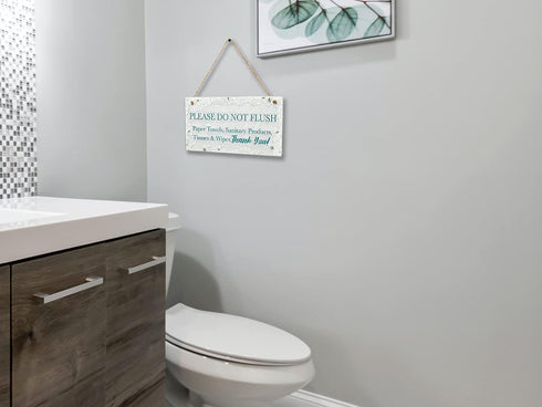 CAKIROTS Bathroom Door Sign-Please Do Not Flush Paper Towels Sanitary Products Tissues Wipes Warning Notice for Septic Tank Toilet 10x6 inch Warni...