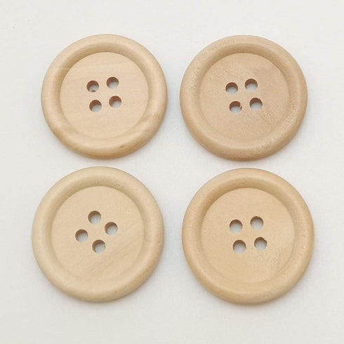 Chenkou Craft 40pcs 25mm 1" Round Natural Wood Buttons 4 Holes Craft Sewing Button (25mm)...