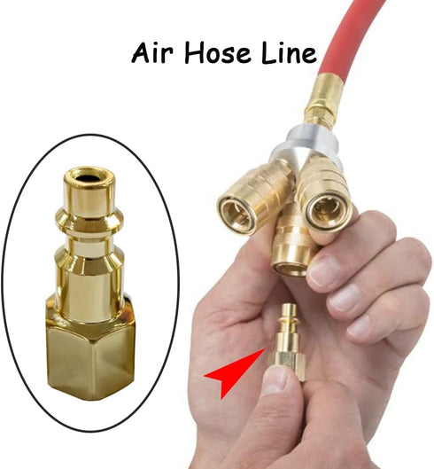 10PCS 1/4 Inch NPT Female Industrial Air Hose Quick Connect Plug Brass Finish Air Compressor Pneumatic Coupler Fitting Adapter...