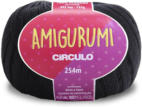 Circulo Amigurumi Yarn, 100% Mercerized Brazilian Virgin Cotton - Cotton Yarn for Crocheting and Knitting, Soft Yarn, Black Yarn Art - Sport Weigh...