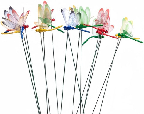XIZHI 40 Pcs 3D Artificial Dragonfly Stakes Garden Ornaments Dragonfly Garden Decor for Indoor Outdoor Planter Miniature Fairy Garden Decoration,Y...