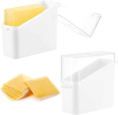 PARBEE Sliced Cheese Container for Fridge, 2 Pack Cheese Slice Storage Airtight Clear Deli Cheese Slices Holder to Keep Cheese Fresh Longer...