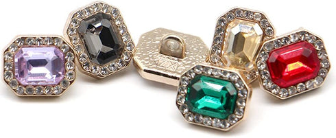 Emerald Cut Citrine Rhinestone Sewing Shank Buttons 20 Pcs - 12X10mm, 1/2"...