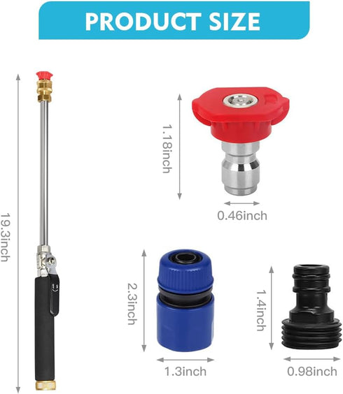 4-in-1 High Pressure Power Washer Wand - Watering Sprayer Tool with 4 Hose Nozzles - Hydro Jet Nozzle for Garden Hose, Car Washing, and Versatile ...