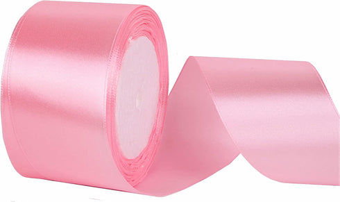 2" Wide Single Face Satin Ribbon Roll for Wedding, Sewing Projects, Gift Wrapping and Crafting Projects, 25 Yards (Pink)...