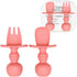 Silicone Baby Spoon and Fork Set with Custom Travel Case, Self Feeding, BPA Free, Anti-Choke (Pink)...