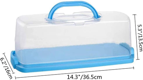 2 Pack Plastic Loaf Cake Storage Container, Bread Keeper for Carrying and Storing Banana Bread, Pumpkin Bread (Blue)...