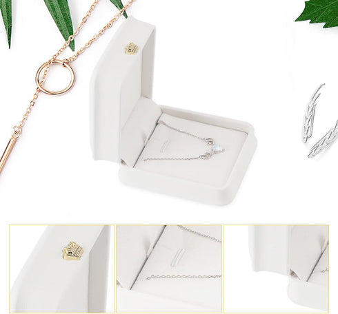 iSuperb 2 Pcs Necklace Pendant Box Velvet Interior Bracelet Jewelry Gift Box Chain Necklace Display Storage Case for Engagement Proposal...