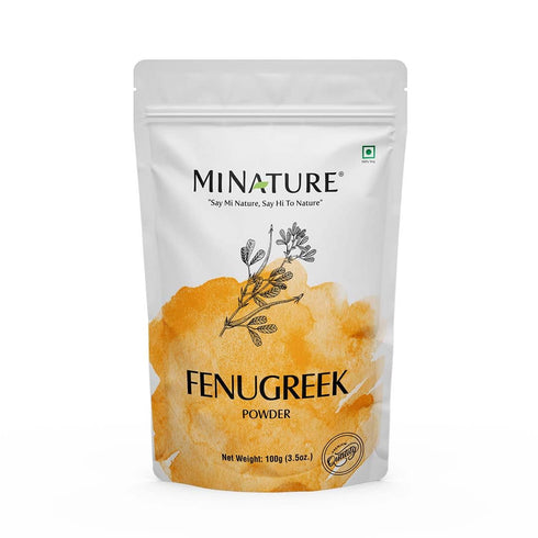 Mi Nature Fenugreek Powder - 100% Natural Trigonella Foenum Seeds - Pure Methi Powder for Cooking, Hair and Skin Care - 100g (3.5oz) Resealable Po...
