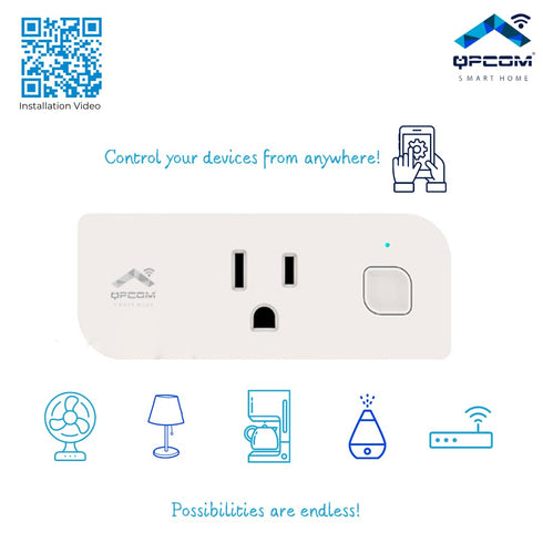 QPCOM Smart Plug for Home Automation, 15A Single Outlet. It Compatible with Alexa, Google Assistant, Controlled by QPCOM Smart App, Safe for Kids,...
