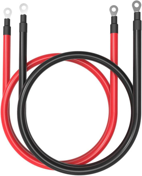 4 AWG 4 Gauge Battery Cables Red + Black Pure Copper Power Inverter Wire Set with 3/8 in Lugs for Solar, RV, Car, Boat, Automotive, Marine, Motorc...