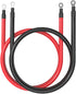 4 AWG 4 Gauge Battery Cables Red + Black Pure Copper Power Inverter Wire Set with 3/8 in Lugs for Solar, RV, Car, Boat, Automotive, Marine, Motorc...