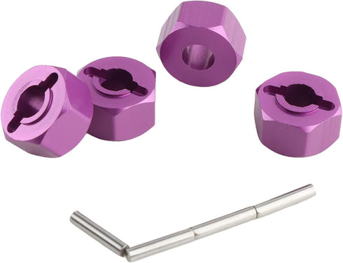 12mm Hex Wheel Hub Mount, Aluminum 7mm Thick with 2x10mm Stub Axle Pins for 1/10 Slash 4x4 & HQ 727 RC Cars Replacement Upgrade Parts (Purple)(Set...