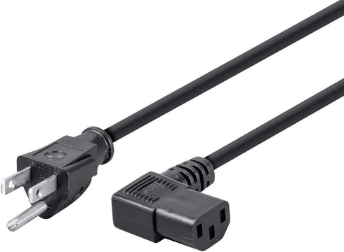 Monoprice 6ft 14AWG Right Angle Power Cord Cable w/ 3 Conductor PC Power Connector Socket (C13/5-15P) - Black...
