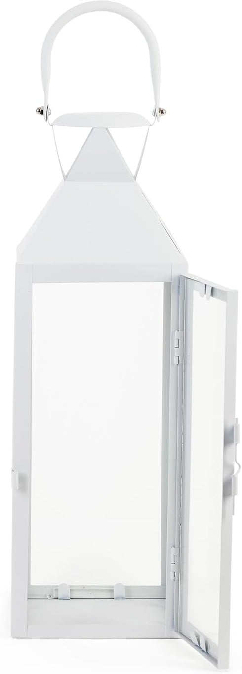 Zings & Thingz Manhattan Hanging Cable Candle Holder Lantern, Decorative Light Home Decor, 15" Tall, White...