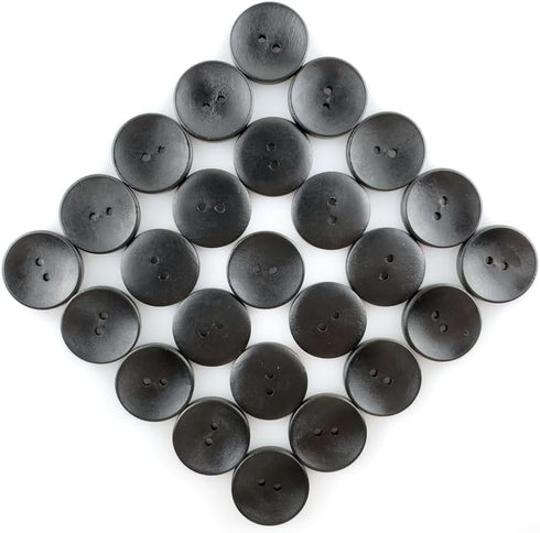 50 Pcs Classic Wooden Buttons, 1-Inch (25mm) Diameter - Black,Convex,2 Holes,for Sewing Projects...