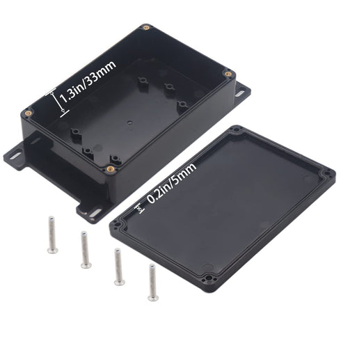 Watertight Junction Box, IP67 Waterproof Project Box Durable ABS Plastic Electronic Enclosure Case for DIY Electrical Project with Wall Fixed Ear ...