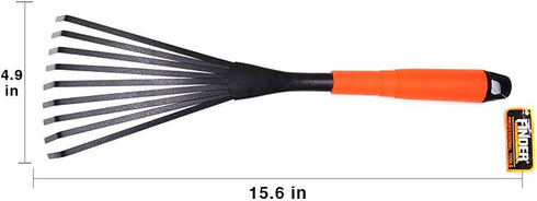 Finder Steel Hand Rake Soil Tiller with Ergonomic Handle, Small Leaf Rake Great for Gardening, Cultivating, Garden Sweep Yard Flower Beds...