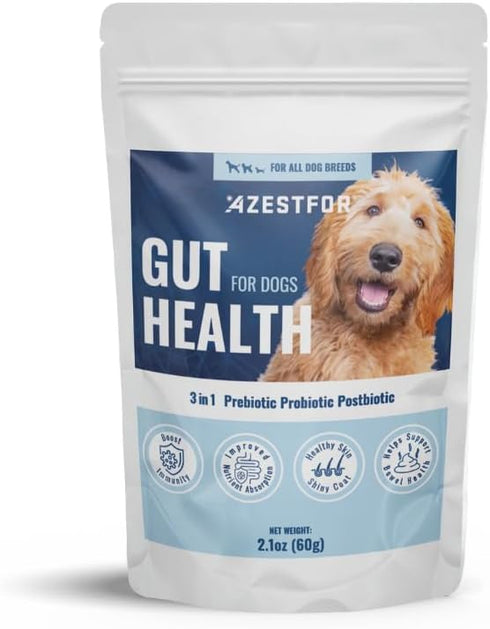 Gut Health for Dogs | 3 in 1 Prebiotic Probiotic Postbiotic | Supports Digestive Health, Anti Diarrhea | Puppy to Senior Dog | Powder 60 g...