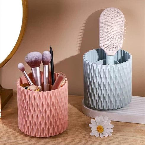 Makeup organizer Brush Holder Plastic Cosmetic Desktop Storage Rotatable Makeup Brushes Pen Holder for Countertops Bathroom,Multi-Purpose Cosmetic...