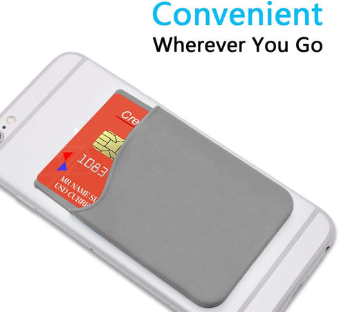 6 Pack Phone Card Holder,Silicone with 3M Adhesive Stick-on cell Phone Wallet,Slim Id Credit Card Holder Pouch Sleeve Pocket Compatible with iPhon...