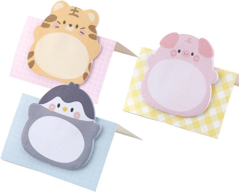 24 Pads Cute Animal Shaped Sticky Notes 8 Cute Patterns 3 Pads of Each Kawaii Self-Sticky Notes Memo Pad for School Office Home Kids Students Room...
