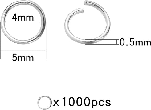 1000 Pcs 5mm Open Jump Rings Silver Plated Jump Rings for Jewelry Making Single Ring Bulk for DIY Craft Earring Necklace Bracelet Pendant Choker J...