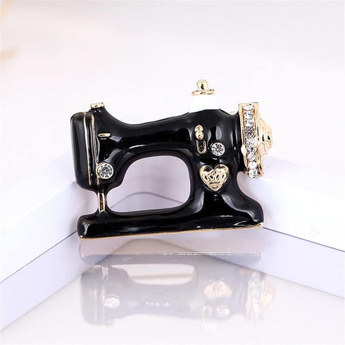 1 PCS Cute Sewing Machine Brooch Pins for Women Wedding - Black Enamel...